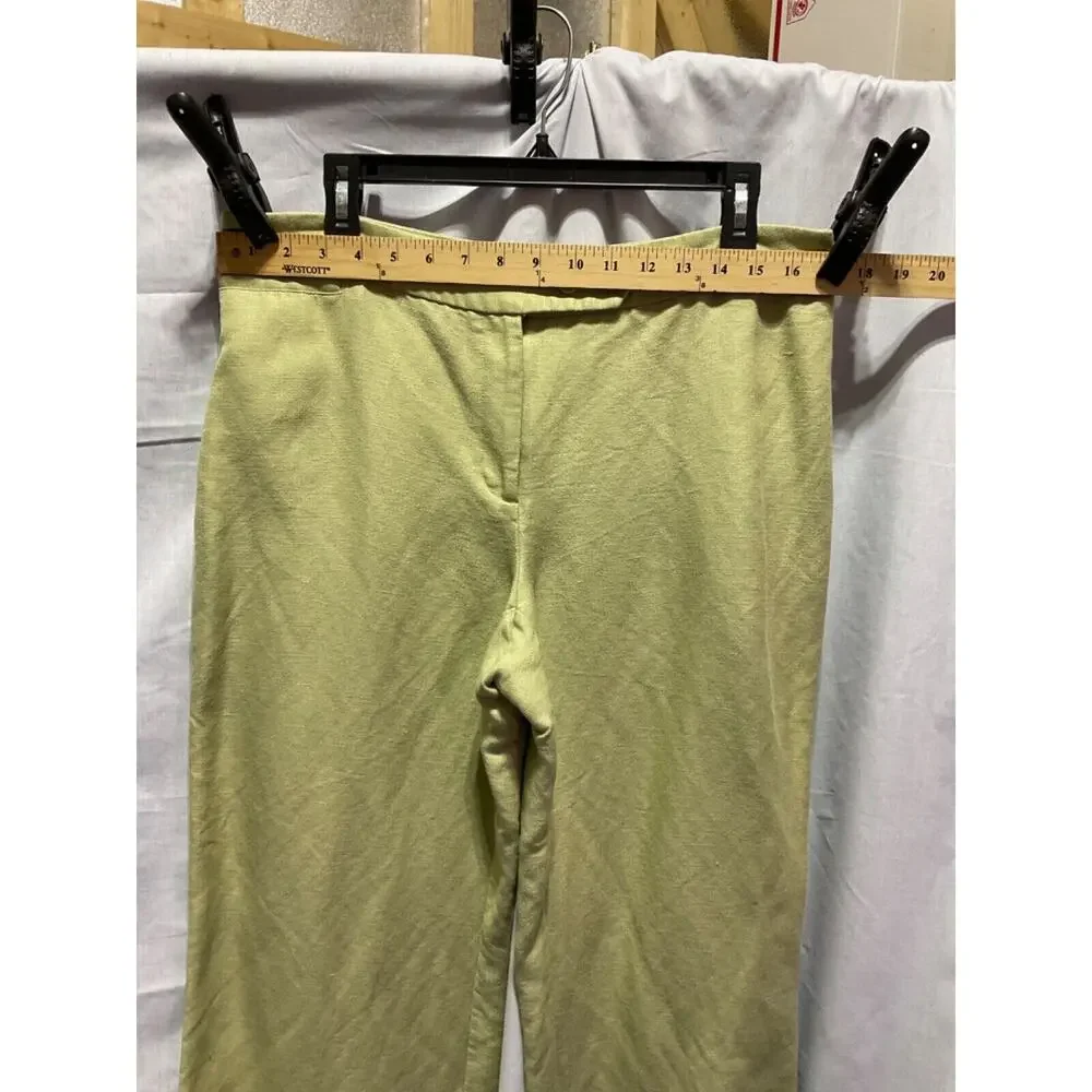 Emma James Dress Pants Size 14 Wide Leg Light‎ Green Linen Blend Small Hem Flaw